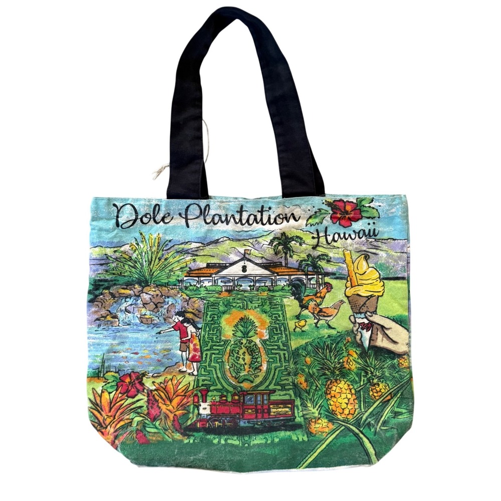 Dole Plantation Hawaii Shoppers Canvas Tote‎ Colorful Dole Whip 17" x 14"